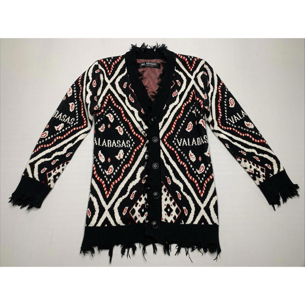 Valabasas The Pledge Small Cotton Red White Black Knitted Cardigan P146